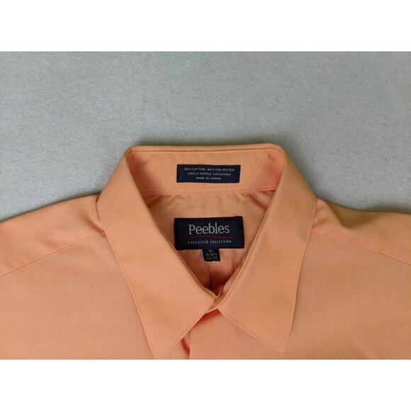 PEEBLES - MEN'S ORANGE LONG SLEEVE BUTTON-UP DRESS SHIRT - M 15-15.5 X 32/33 - Picture 4 of 7